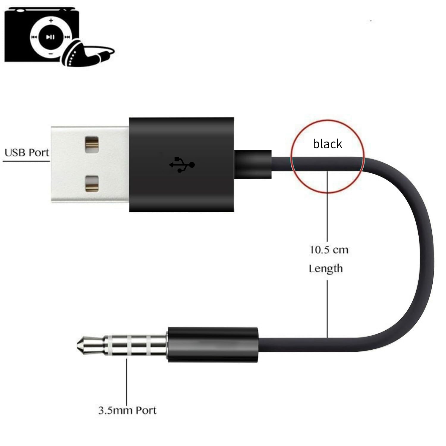 Amazon.com: iPod Shuffle Cable, 3.5mm Audio Jack to USB Charging